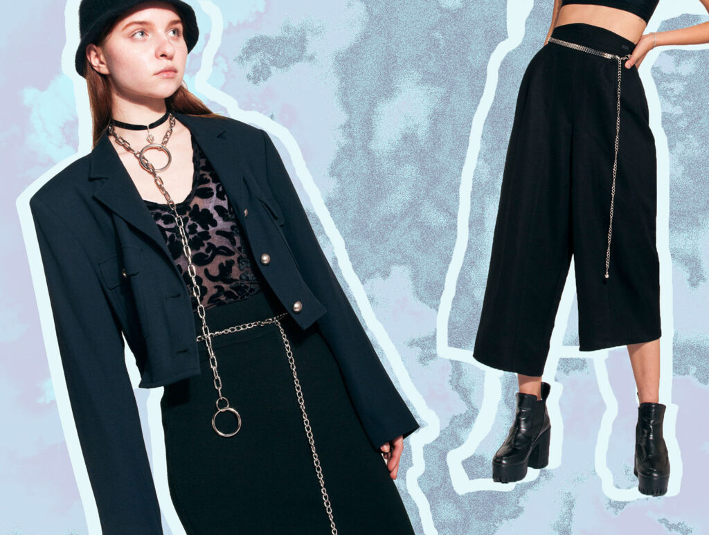 Reworked clothes with cropped hemlines